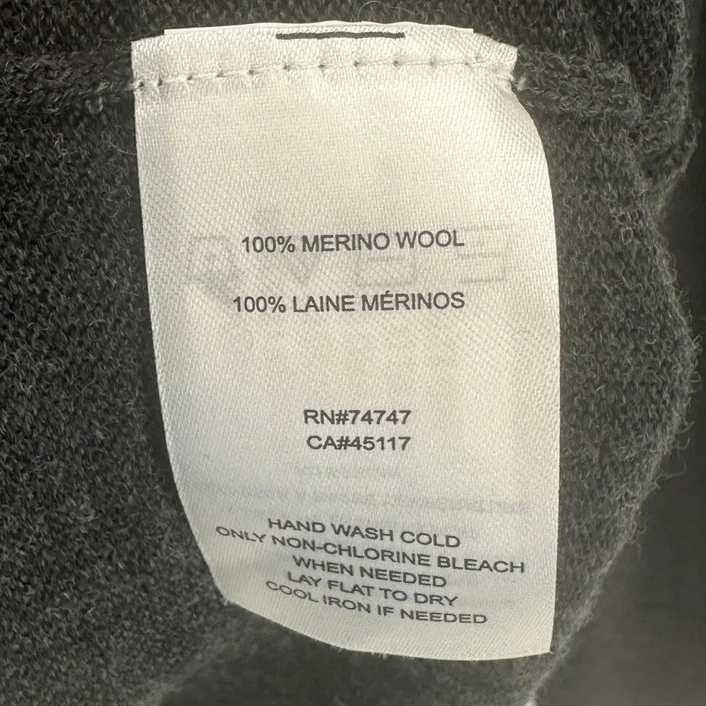 Beretta Quarter Zip Sweater Mens XL Charcoal Gray Solid 100% Merino Wool NWT